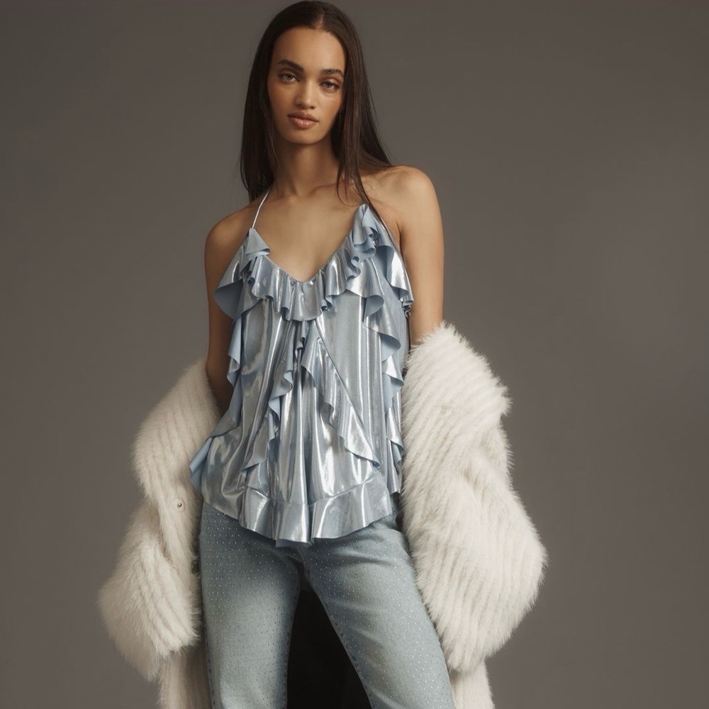 Anthropologie Light Blue Ruffled Camisole sold out
